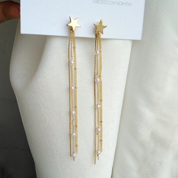 Shooting Star Pearls Start Drop Earrings - Picture 4 of 11